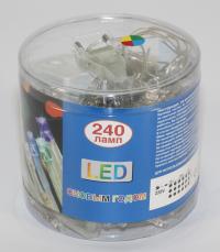 Гирлянда светодиодная Штора 240LED разноцветная 2м*2м (60) /реальное кол-во 100 ламп провод прозрачный/
