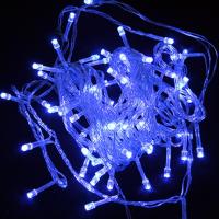 Гирлянда светодиодная 100LED синий цвет 6,6м (60) /реальное кол-во 50 ламп провод прозрачный/ 