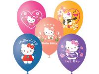 Шары воздушные 12" Пастель + Декоратор Шелкография с рисунком "Hello Kitty" d30см (25)