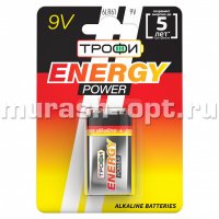 Батарейка "Трофи" Energy Power Alkaline 6LR61 бл1 (12/96) Крона - купить в Тамбове