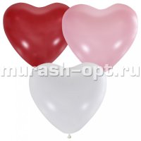 Шары воздушные 15" сердечком Пастель кристалл 38см (25) красные, розовые, белые - купить в Тамбове