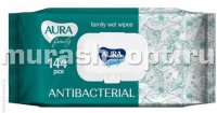 Салфетки влажные "AURA" Family антибактериальные с клапаном 144шт 120*180мм (12) - купить в Тамбове