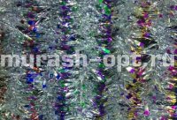 Мишура 2,5м Серебристая с разноцветными кончиками d8см (10/150)  - купить в Тамбове