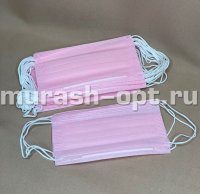 Маска защитная на лицо одноразовая 3-х слойная взрослая розовая (50/5000) /спанбонд/ - купить в Тамбове