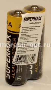 Батарейка "SuperMax" AA LR6 /2 (2/40/800) - купить в Тамбове