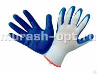 Перчатки нейлоновые с нитриловым покрытием (12/720) /синие/ - купить в Тамбове