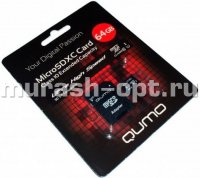 Карта памяти SD micro "Qumo" 64GB Class 10 (1) /с адаптером под SD/ - купить в Тамбове