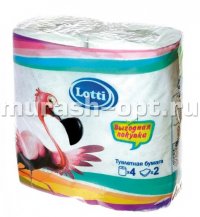 Туалетная бумага "Lotti" Фламинго 2 слоя 4шт D88мм H94мм (12) - купить в Тамбове