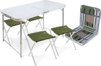 Набор: стол складной 1000*500мм h610мм  + 4 стула складных дачных 300*300мм h370мм (1)