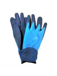 Перчатки нейлоновые с двойным нитриловым вспененным покрытием (12/720) /сине-голубые/