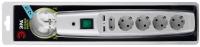 Сетевой фильтр "Эра" USB 5*2м с заземлением 16A белый (20)