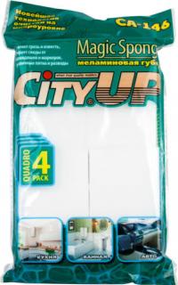 Губки меламиновые "City UP" Magik Sponge 4шт  8*5*2,2см (80)