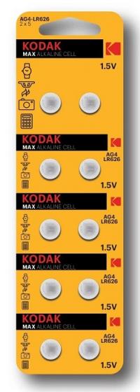 Батарейка "Kodak" Max Super Alkaline AG4-LR626 бл10 (10/100) /377, LR66/