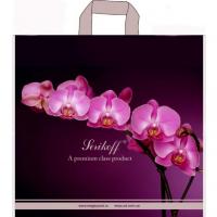 Пакет с петлевыми ручками "Велюр" Ветка орхидеи 45*43см100мкм ПВД (50/400) 