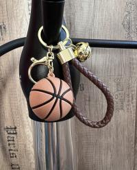 Брелок - игрушка "Мяч баскетбольный" оранжевый резиновая с карабином (24) 