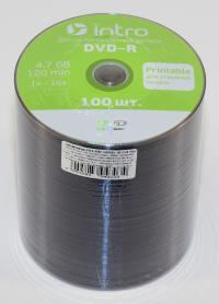 Оптический диск DVD+R "Intro" Printable 4,7GB 16x CB100 (100/500)