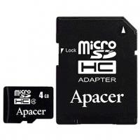 Карта памяти SD micro "Apaser" 4GB Class 4 (10) /с адаптером под SD/