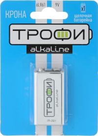 Батарейка "Трофи" Alkaline 6LR61 бл1 (12) Крона