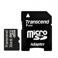 Карта памяти SD micro "Transcend" 32GB Class10 (10) /с адаптером под SD/