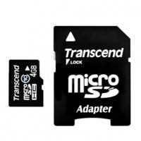 Карта памяти SD micro "Transcend" 4GB Class10 (10) /с адаптером под SD/