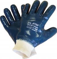 Перчатки трикотажные маслобензостойкие с нитриловым покрытием манжета резинка (12/120) /синие/