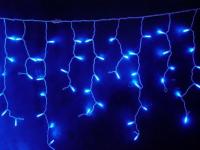 Гирлянда светодиодная уличная Бахрома 100LED синий цвет 3м*70см (60) /реальное кол-во 68 ламп провод белый/