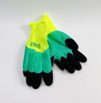 Перчатки нейлоновые с двойным латексным покрытием (12/720) /жёлто-зелёные/