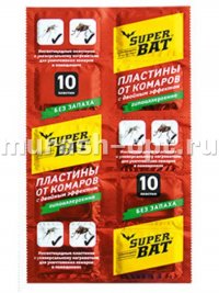 Пластины от комаров и мух "Super Bat" красные 10шт без запаха (240) - купить в Тамбове