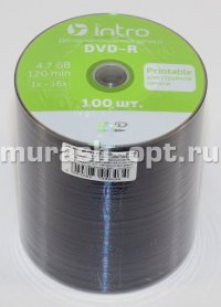 Оптический диск DVD.-R "Intro" Printable 4,7GB 16x CB100 (100/500) - купить в Тамбове