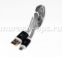 Кабель USB - microUSB 1м (100) /плоский/ - купить в Тамбове