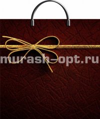 Пакет с пластиковой ручкой "Фотопечать" Золотой бантик 36*37см 100мкм ПВД (10/100) - купить в Тамбове