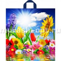 Пакет с петлевыми ручками "Джульетта" Море цветов 38*42см 37мкм ПНД (50) - купить в Тамбове