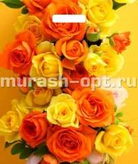 Пакет с прорезными ручками "Янтарь" Оранжевые розы 38*45см 60мкм ПВД (50) - купить в Тамбове