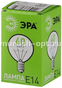 Лампочка "Эра" P45 шарик 40W E14 CL прозрачная (100) Скидка 50% - купить в Тамбове