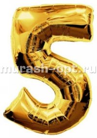 Шар Цифра 5 фольгированная Gold 86см (1) - купить в Тамбове