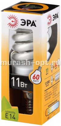 Энергосберегающая лампа "Эра" F-SP 11W Е14 (12/48) /Мягкий свет 827/ - купить в Тамбове