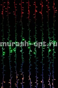 Гирлянда светодиодная "Водопад" 400LED разноцветная 3м*3м (1) /реальное кол-во 300 ламп провод прозрачный/ - купить в Тамбове