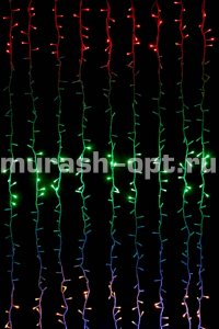 Гирлянда светодиодная "Водопад" 400LED разноцветная 3м*3м (1) /реальное кол-во 300 ламп провод прозрачный/  - купить в Тамбове