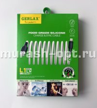 Кабель "Gerlax" USB - Lightning (iPhone) 3А (20) / силиконовая оплётка белая 1 метр/ - купить в Тамбове